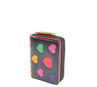 Womens Real Pure Leather Love Heart RFID Designer Small Purse HLG6216 Black