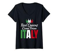 Womens Real Queen come from Italy Italian Queen V-Neck T-Shirt