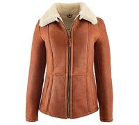 Womens Real Sheepskin Coat Mid Length Classic Style Scarlett Tan (12)