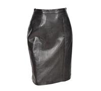 Womens Real Soft Leather Skirt Black Straight Fitted Pencil Skirt Back Vent Lucy (18)