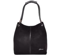 Womens Real Suede Leather Shoulder Bag Large Size Handbag Audrey Black House of Leather Black Medium