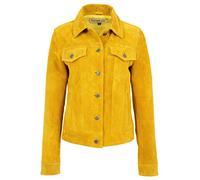 Womens Real Suede Trucker Jacket Western Style Alma (20, Yellow)