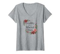Women's Reality Has a Liberal Bias Floral Political Activist V-Neck T-Shirt