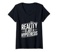 Womens Reality is Just A Hypothesis Funny Science V-Neck T-Shirt