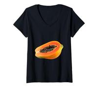Womens Really Love Papaya Paw-Paw Fruit Colorful V-Neck T-Shirt