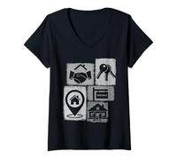 Women's Realtor Vintage Collage Real Estate V-Neck T-Shirt
