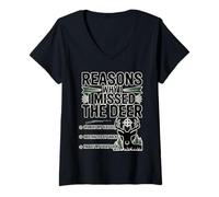 Womens Reasons Why I Missed The Deer Funny Hunting Deer Hunting V-Neck T-Shirt