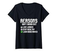 Womens Reasons why i Work Out Motivation Quotes Workout V-Neck T-Shirt