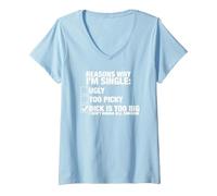 Women's Reasons why I'm Single V-Neck T-Shirt, Baby Blue, X-Large