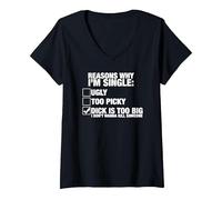 Women's Reasons why I'm Single V-Neck T-Shirt, Black, Large