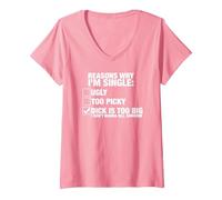Women's Reasons why I'm Single V-Neck T-Shirt, Pink, Large