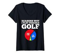 Women's Reasons Why Play Terrible Golf Lover Golfer V-Neck T-Shirt