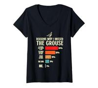 Women's Reasosn why i Missed the Grouse Hunting Funny Grouse Hunter V-Neck T-Shirt
