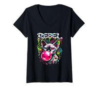 Women's Rebel cat Sphynx V-Neck T-Shirt