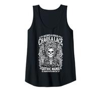 Womens Rebellious Chaos Lace Gothic Mama Skeleton Aesthetic Tank Top