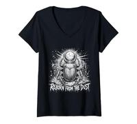 Women's Reborn from The Dust Ancient Egyptian Scarab V-Neck T-Shirt