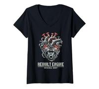 Women's Rebuilt Engine Heart Surgery Survivor Recovery V-Neck T-Shirt