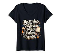 Women's Recess Aide Keeps The Playground Map Running Smoothly V-Neck T-Shirt