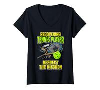 Women's Recovering Tennis Player Respect The Kitchen Meme V-Neck T-Shirt
