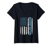 Women's Recovery Matters - Sober Sobriety Anniversary AA NA V-Neck T-Shirt