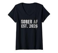 Womens Recovery Sober AF EST 2026 This Not Time Drinking Liver V-Neck T-Shirt