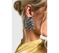 Womens Rectangle Hammered Metal Stud Earrings - Grey - One Size, Grey