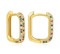 Women's Rectangular Zirconia Hoop Earrings Thick Chunky Copper Earring European American Modern Fashion Jewelry Multicolor for Any Occasion