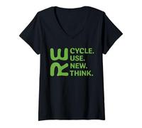 Women's Recycle Reuse Renew Rethink Earth Day Environmental Activism V-Neck T-Shirt