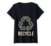 Womens Recycle Symbol Eco-Friendly Awareness V-Neck T-Shirt