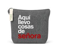 Women's Recycled Cotton Toiletry Bag Here I Carry Lady Things, Black/White, Bohemian