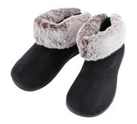 Women's Recycled Microsuede and Faux Fur Boot Slipper, Black