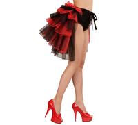 Womens Burlesque Showgirl Can Can Dancer Red and Black Bustle Skirt