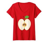 Womens Red Apple Shirt Adult Men Women Kids Apple Costume V-Neck T-Shirt