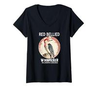 Womens Red Bellied Woodpecker Bird Watcher Nature Lover Birding V-Neck T-Shirt