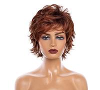 Women's red-Brown Pixie Cut Short Wigs Heat-Resistant Synthetic Comfortable and Breathable Short Curly Wigs Suitable for Daily Gatherings Photo Color,8in (Photo Color 8in)