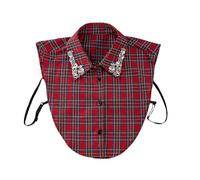 Women's Red Christmas Detachable Collar with Plaid Rhinestone Vintage Elegant Fake Blouse Collar Shirt Exquisite Rhinestone Womens Blouse