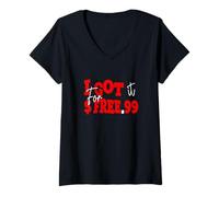 Womens Red Color Got It for Free Red Graphic V-Neck T-Shirt
