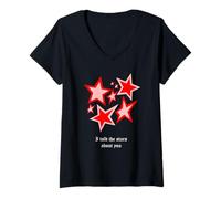 Womens Red Color I Told The Stars Red Graphic V-Neck T-Shirt