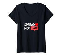 Women's Red Color Love Not Hate Red Graphic V-Neck T-Shirt