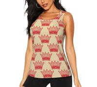 Women's Red Crown Print Quick Dry Sleeveless Fitness Tank Top,Breathable Activewear