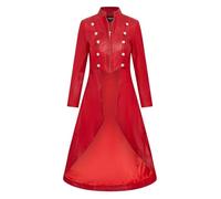 Womens Red Edwardian Gothic Full Length Leather Punk Coat