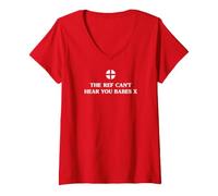 Women's Red England, The Ref Can't Hear You Babes X, Ladies, Women's V-Neck T-Shirt