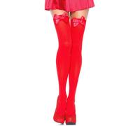 Womens Red Fancy Dress Adult Burlesque Sexy Stockings with Red Bows