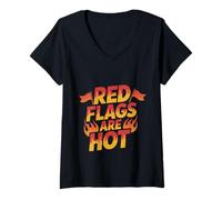 Womens Red Flags Are Hot Toxic Relationship Warning Love -- V-Neck T-Shirt
