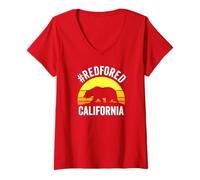 Womens Red for Ed California Bear Vintage Sunset Protest RedforEd V-Neck T-Shirt
