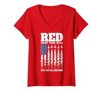 Women's Red Friday Deployed Military Family Spouse Soldier Support V-Neck T-Shirt