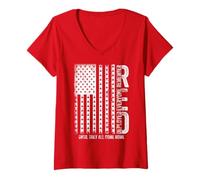 Womens RED Friday Remember Everyone Deployed Military American Flag V-Neck T-Shirt