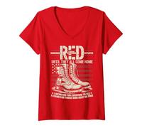 Women's Red Fridays Support Deployed Military Family V-Neck T-Shirt