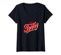 Womens Red I Ain't Sorry Red Graphic V-Neck T-Shirt