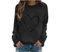 Womens Red Jumpers Valentine's Day Cosy Jumper Oversized Sweatshirt Fleece Pullover Sweatshirts Love Print Long Sleeve Round Neck Top Heart Graphic Casual T Shirt Holiday Festival Clothes Ladies S-XXL